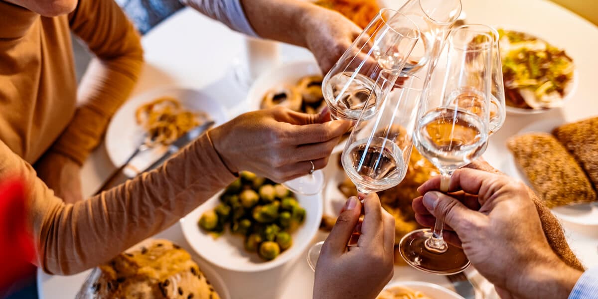 toasting with champagne